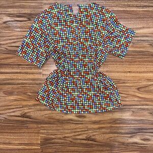Vintage multicolor Colorful Geometric Women's Top